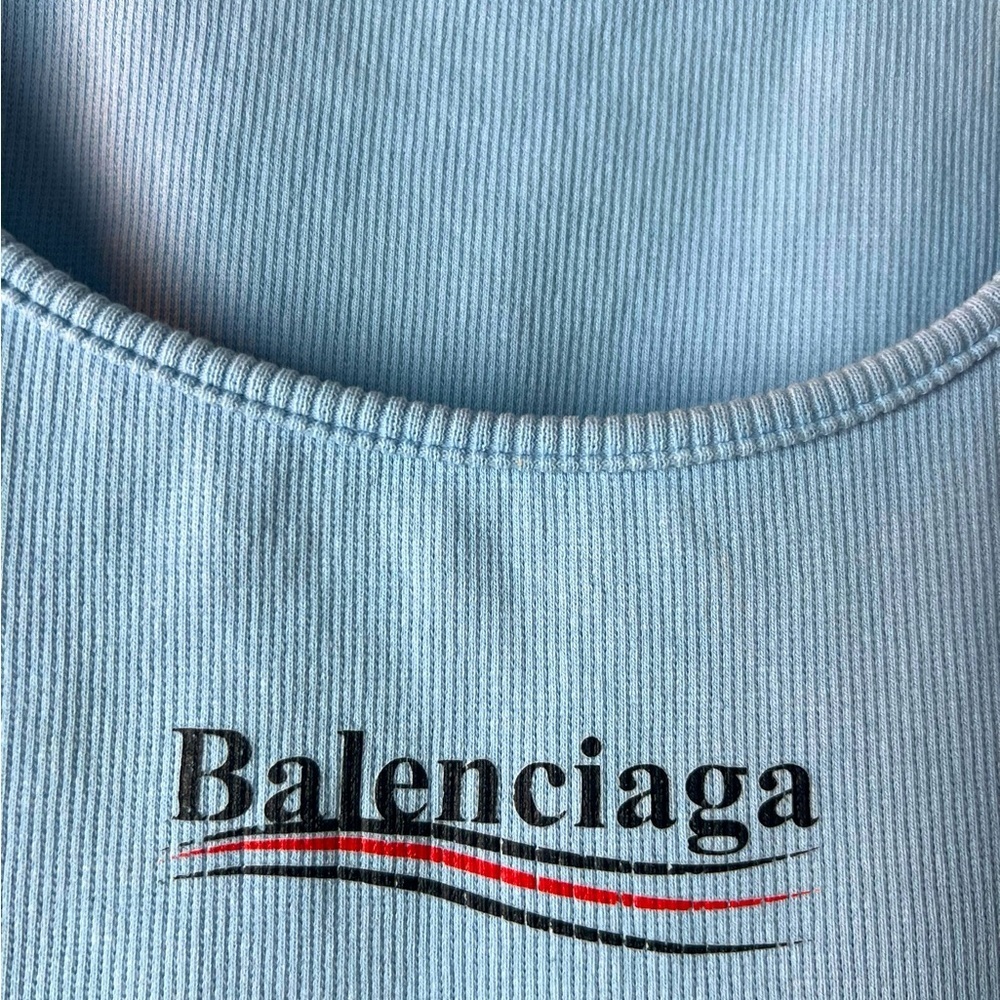 Balenciaga blue stretchable sleeveless shirt. Size Small - Picture 4 of 6